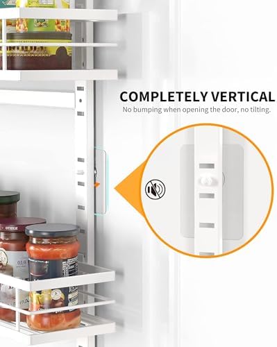 Moforoco White 6-Tier Over Door Pantry Organizer, Pantry Organization Storage, Door Metal Hanging Spice Rack Basket Shel