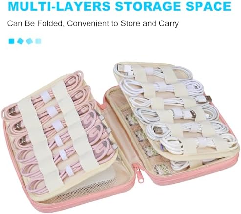 Lacdo Cord Organizer Travel, Cable Organizer Bag Case, Portable Electronics Organizer Travel Case, 6 Layer Large Capacit