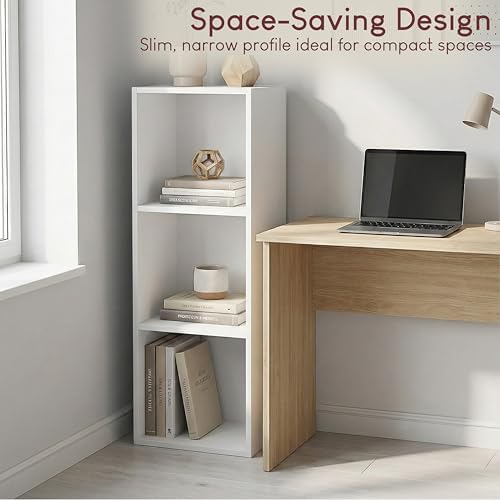 Vida Designs Oxford 3 Tier Cube Bookcase White Wooden Shelf Unit for Office Living Room Furniture