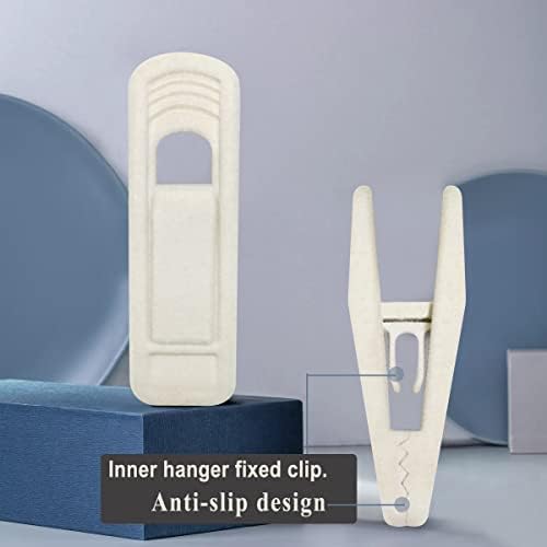 TOFIIGREM Beige Velvet Hanger Clips 60 PCS, Non-Slip Velvet Clip Work Perfectly for Ivory/Beige Velvet Hangers, Pant Skirt Hanger Velvet Clips Fit for Velvet Clothes Hangers