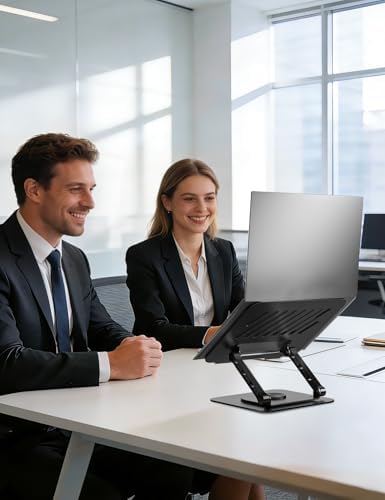 Adjustable Laptop Stand with 360 Rotating Base, Computer Stand for Laptop Ergonimic Foldable Laptop Riser for Desk Compa
