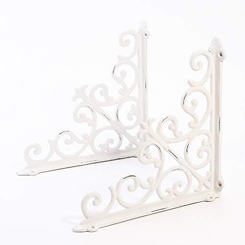Sungmor 2PC 8.9 Inch Heavy Duty Decorative Brackets for Shelves, Vintage Victorian Cast Iron Shelf Bracket, Sturdy White