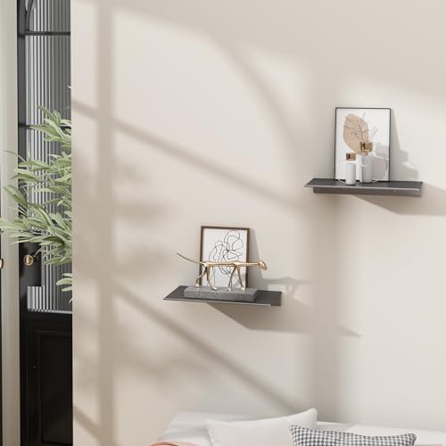 Danpoo 8 inch Gray Small Floating Shelves for Wall Organizer & Storage, Mini Display Shelves, Metal Wall Shelves for Bat