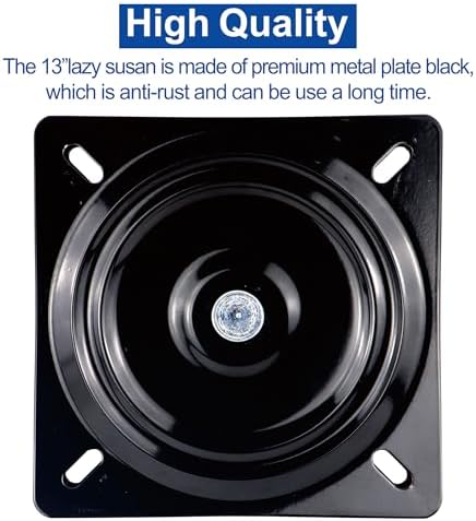 13 Inch Lazy Susans Turntable Bearings Swivel Zinc Plate, Black Square Lazy Susan Hardware, Heavy Duty Lazy Susan Replac