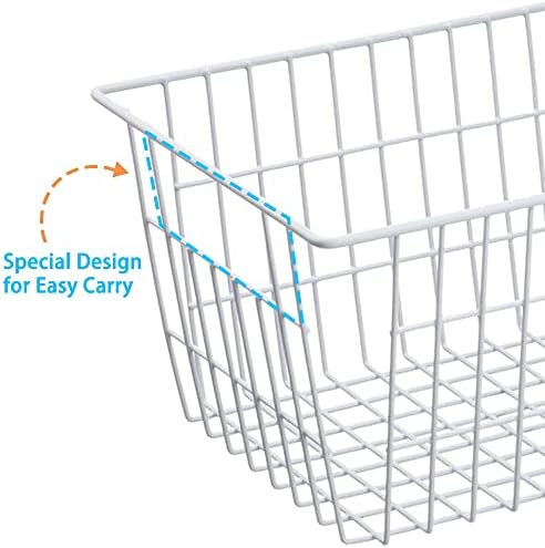 SANNO 14" Wire Freezer Baskets, Farmhouse Metal Wire Storage Basket Freezer Storage Organizer for Kitchen Pantry, Set of