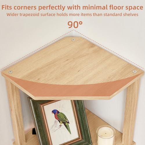 YUFAM 4-Tier Corner Shelf, Natural