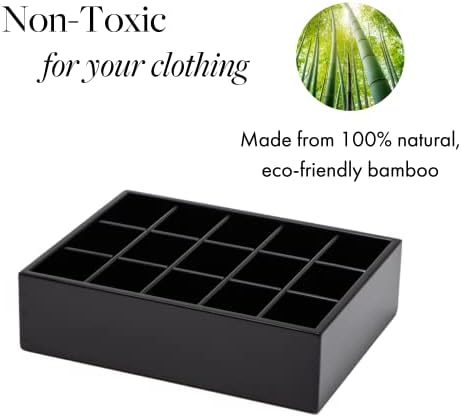 GOBAM Bamboo Closet Drawer Organizer, 15 Compartments - Drawer Divider & Storage Box for Ties, Bras, Briefs, Socks & Jew