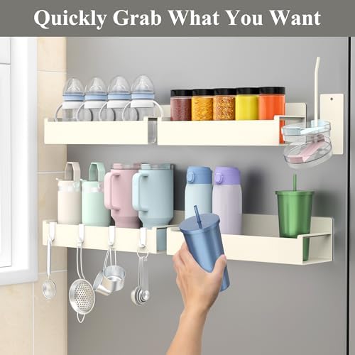 HuggieGems Magnetic Water Bottle Holder for Refrigerator, Cup Holder Organizer for Stanley and Tumbler for Kitchen, 4 Pa