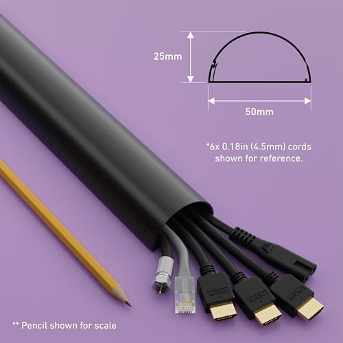 D-Line Half Round Cord Hider, Patented Cable Cover, Hide TV Wall Mount Wires, Raceway for Cords, Decorative Wire Covers,