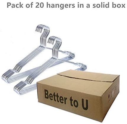 17 Inch Metal Clothes Hanger 20 Pack, 4.0mm Heavy Duty Shirt Blouse Hanger for Coat Suit Bridal Boutique, Space Saving Slim Wire Hanger for Camisole Trousers Wedding Dress（Sliver）