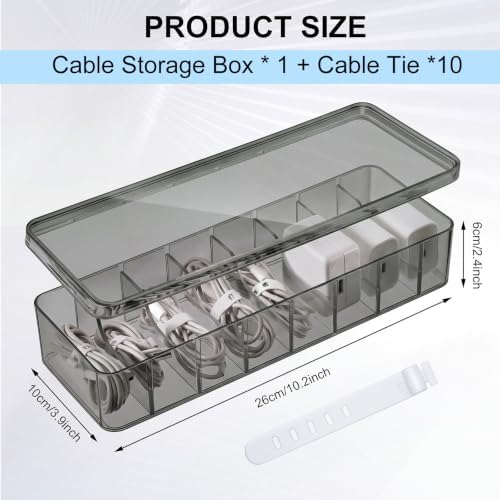 Tatuo Cord Organizer for Drawer Desktop, Gray, 1 Pack