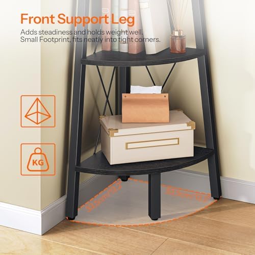 HOOBRO Corner Shelf, 3-Tier Corner Shelf Stand, 40" Tall Ladder Bookshelf, Industrial Corner Display Shelf Plant Stand f