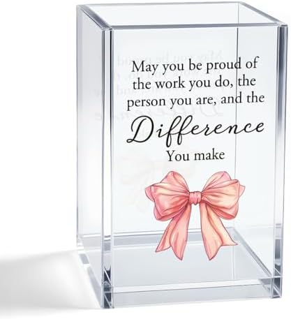 May You Be Proud Of The Work You Do Acrylic Cosmetic Pencil Pen Holder Cup, Graduation Gifts for College Student Daughter Niece Girl, Appreciation Retirement Gifts for Coworker Boss Leader Lady