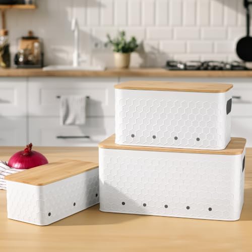 Kitchen Vegetable Storage Set of 3, Metal Onion Garlic Potato Storage Set, Kitchen Canisters Vegetable Keeper Containers