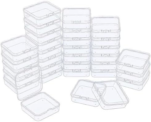 LJY 32 Clear Square Plastic Boxes, 2.5 x 2.5 x 0.8 in for Electronics