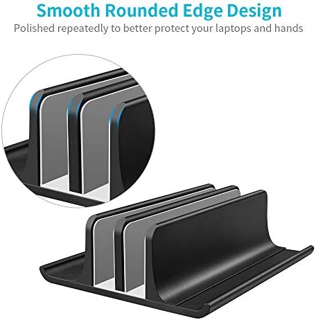 Vaydeer Double Adjustable Vertical Laptop Stand Newly Designed 2 Slots Aluminum Desktop Dual Holder for All MacBook/Chro