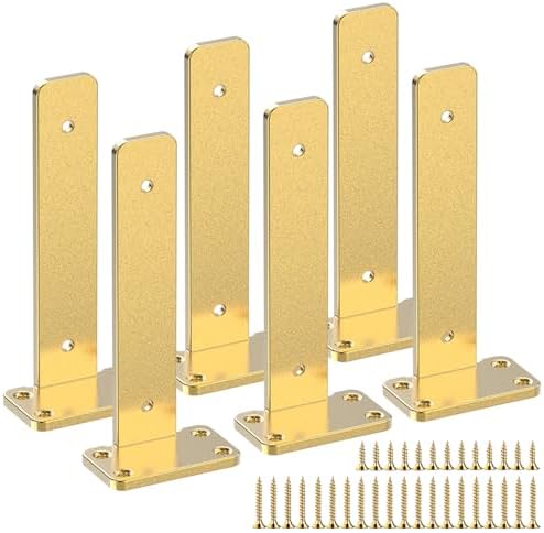 Gold Heavy Duty Iron Shelf Brackets,6 inch,Floating Brackets Upgraded, Heavy Duty Iron Shelf Brackets, Industrial Modern