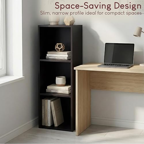 Vida Designs Oxford 3 Tier Cube Bookcase Black Wooden Shelf Unit for Office Living Room Furniture