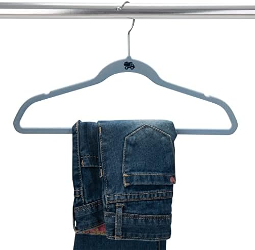 Simplify 50 Pack Kids Velvet Hangers | Slim | Non-Slip Design | Space Saving | Childrens Clothes | Shirts | Pants | Dresses | Baby Nursery | Closet Storage & Organization | Light Blue