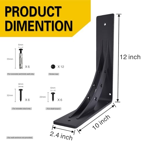 Heavy Duty Shelf Brackets，max Load 900 LBS,Premium Alloy Metal Mantel Brackets , (Set of 2) Fireplace Mantel Brackets - 