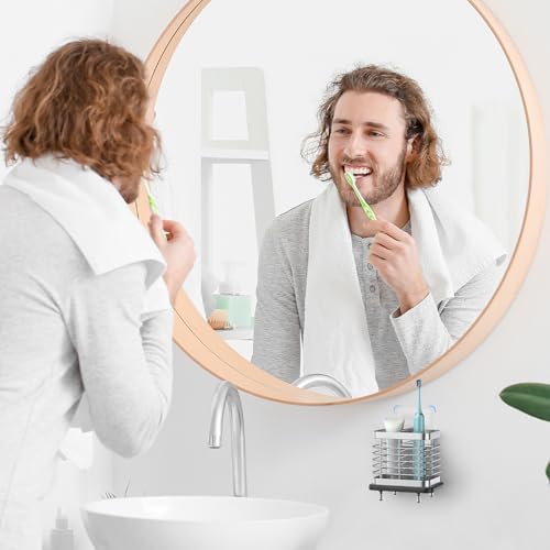 Toothbrush Holders for Bathroom, Adhesive Electric Toothbrush Holder with Fast Dry Tray Wall Mounted Toothbrush Holder S