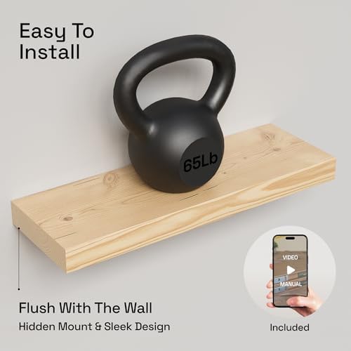 Solid Wood Floating Shelves for Wall 20 Inch Natural Wood, Wooden Shelf