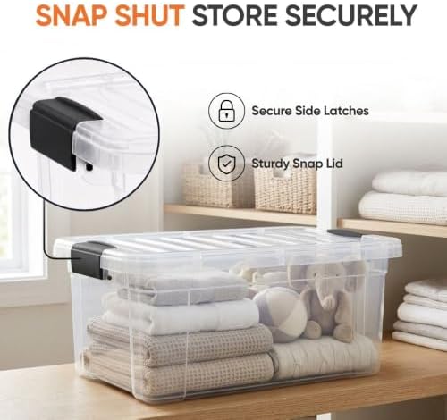 Superio Storage Bins with Lids, Clear Plastic Containers for Organizing, Stackable Totes, BPA Free, Odor Free, Organizer