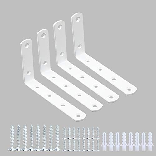 Shelf Bracket 4 Pack 5" Lx3 H 5mm Thick Heavy Duty White L Brackets