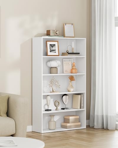 VASAGLE Set of 2 5-Tier Bookshelves with Adjustable Storage Shelves