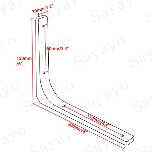 SAYAYO Wall Shelf Bracket Black, 8 X 6 Inch Heavy Duty L Bracket for Wood