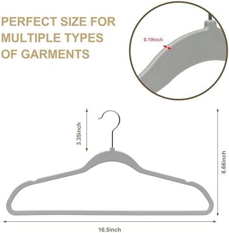 Quality Hangers 10 Pack Slim Plastic Hangers for Clothes - 16.5" Won't Crease Your Clothes, Heavy Duty Non-Velvet Black Hangers, 360° Swivel Chrome Hook Dresses Coats Shirts (10, Gray)
