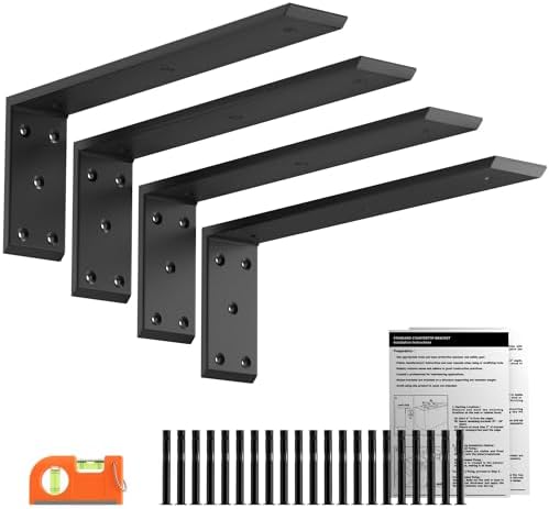 16 Inch Countertop Support Brackets 4 Pack, 3/8" Thick Floating L Brackets