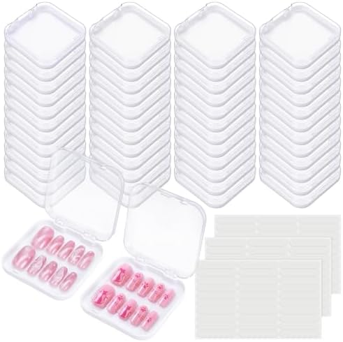 AceOrbit 48 Pcs Press on Nail Box Packaging, White Acrylic Case
