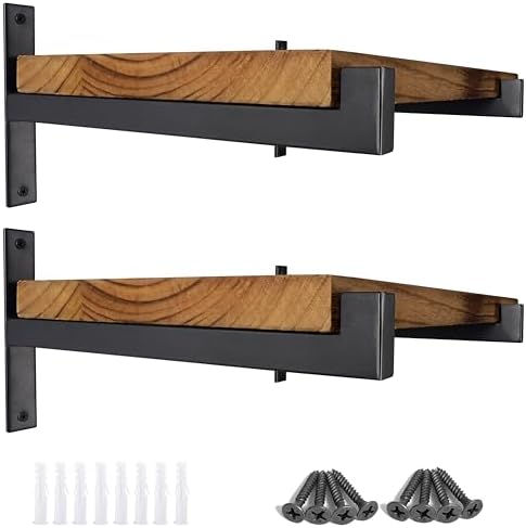 OVOV 4 Pack Heavy Duty Shelf Brackets 10 Inch Metal Shelf Supports Black