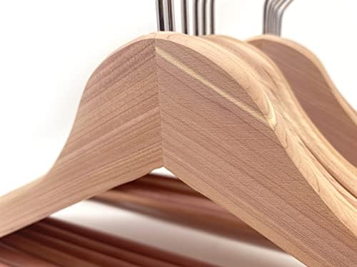 Cedar Elements Aromatic Cedar Adult Hangers for Business Suits Shirts Dresses Sweaters Pant hanging12PK (with Pant bar)