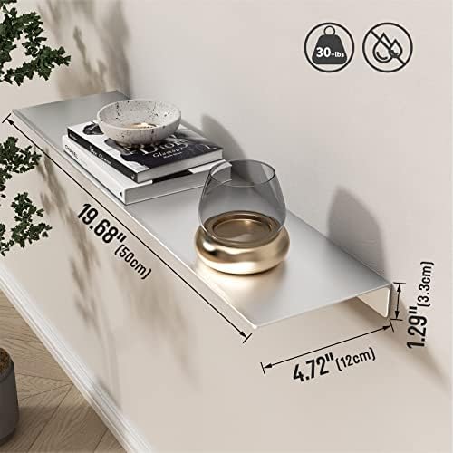 Danpoo 20 inch Floating Shelf for Wall Organizer & Storage, Display Shelf, Metal Wall Shelf for Bathroom, Living Room, K