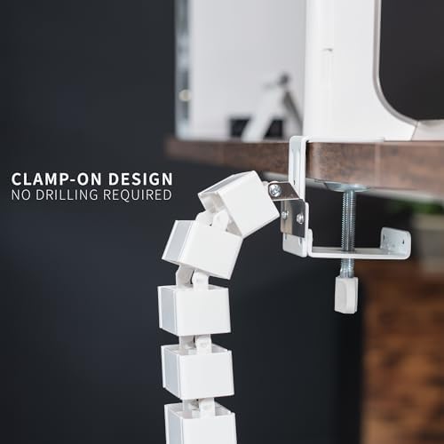 VIVO White Clamp-on Desk Vertebrae Cable Management Kit, DESK-AC01P-W
