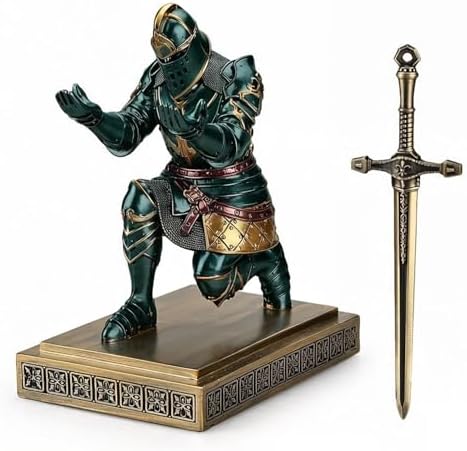 King's Guard Knight Pen Holder with a Letter Opener Desk Organizers Green