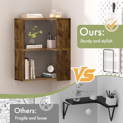 Floating Corner Shelf, 3-Tier Floating Shelf for Wall, Floating Book Shelf for Living Room, Bedroom, Bathroom, Home Offi