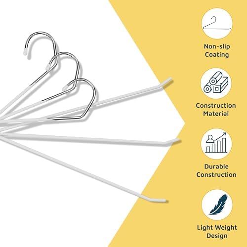 Lifemaster Metal Pants Hanger Set - 30 Pieces Elegant Non-Slip Closet Space Saving Hanger Set for Pants, Trouser, Blankets, and Jeans with Open Ended Sleek Design - White