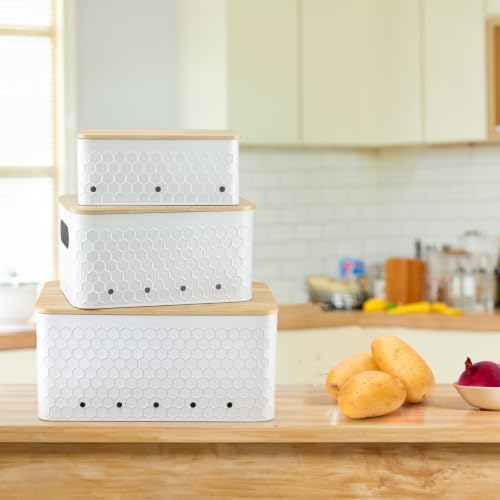 Kitchen Vegetable Storage Set of 3, Metal Onion Garlic Potato Storage Set, Kitchen Canisters Vegetable Keeper Containers