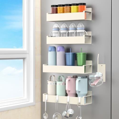 HuggieGems Magnetic Water Bottle Holder for Refrigerator, Cup Holder Organizer for Stanley and Tumbler for Kitchen, 4 Pa