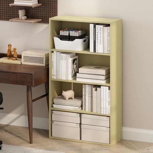 Furinno Simple Book Shelf, 4-Tier Bookshelf, Bookcase with Open Shelf, 9.4 x 23.6 x 41.7, for Living Room, Bedroom, Home