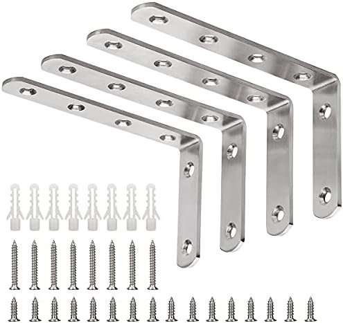 YUMORE L Bracket, 5" x 3" Max Load: 35lb/15KG Heavy Duty Stainless Steel Solid Shelf Support Corner Brace Joint Right An