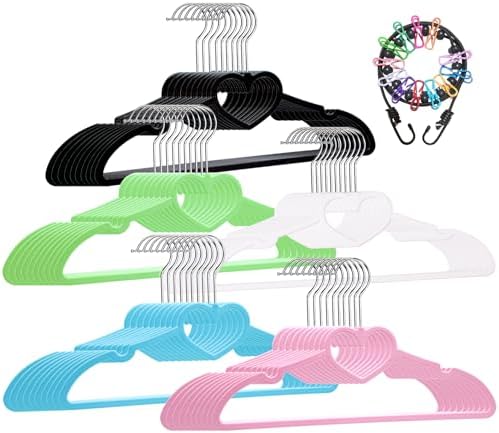 Plastic Hangers 50 Pack - Space Saving Cute Heart Hanger（Colorful）