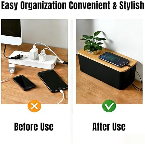 1 Large + 1 Small Cable Management Box Set – 2-Piece Cord Organizer Box, Home Office Desk Wire Storage & Cable Managemen