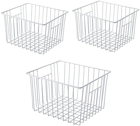 Freezer Wire Baskets Storage Organizer, Household Storage Metal Wire Bins for Kitchen, Pantry, Cabinet, Bathroom, Bedroo
