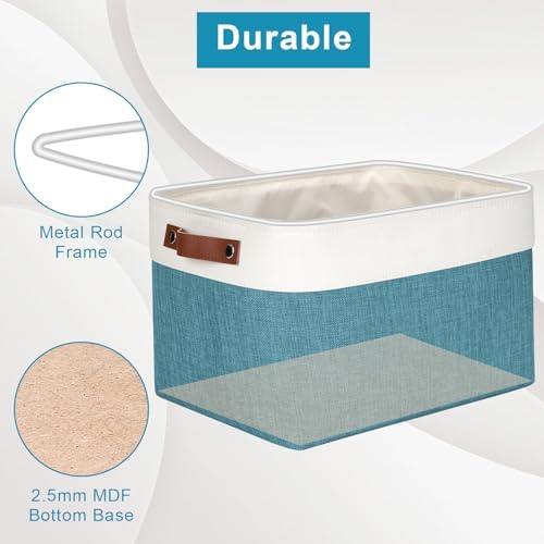 Bagnizer Storage Bins Large Fabric Storage Baskets for Shelves 3 Pack, Decorative Linen Closet Baskets with Handles for 