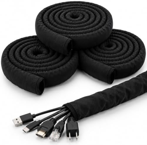 4 Pcs 6 Feet Linen Fabric Cord Cover, Decorative Cable Sleeve