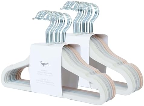 3 Sprouts Velvet Baby Hangers, Non Slip Slim, Cream/Gray/Hazelnut, 30 Pack
